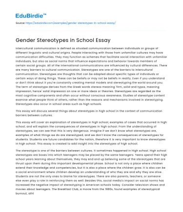 Gender Stereotypes in Educational Environments