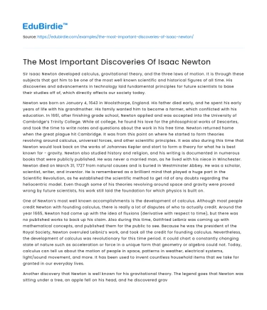 The Most Important Discoveries Of Isaac Newton