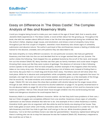 Analysis of Rex and Rosemary Walls in ‘The Glass Castle’