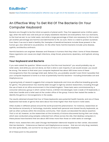 An Effective Way To Get Rid Of The Bacteria On Your Computer Keyboard
