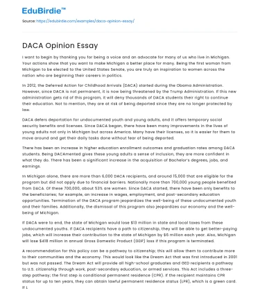 DACA Opinion Essay