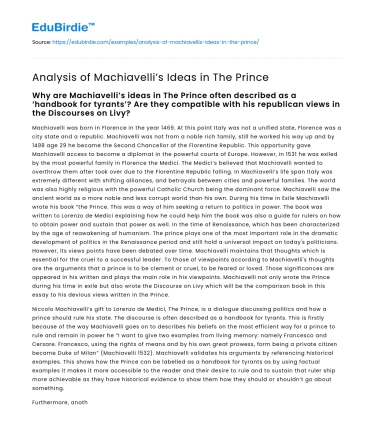 Analysis of Machiavelli’s Ideas in The Prince