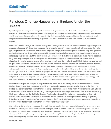 Religious Change Happened in England Under the Tudors