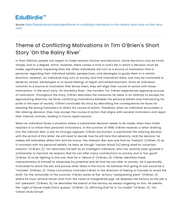 Conflicting Motivations in O’Brien’s ‘On the Rainy River’