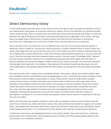 Direct Democracy Essay