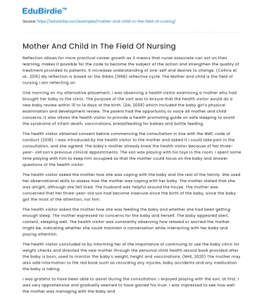 Mother And Child In The Field Of Nursing