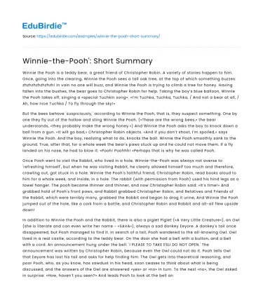 Winnie-the-Pooh’: Short Summary