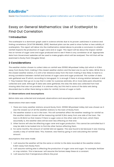 General Mathematics: Use of Scatterplot to Find Out Correlation