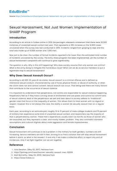 Sexual Harassment, Not Just Women: Implementation of SHARP Program