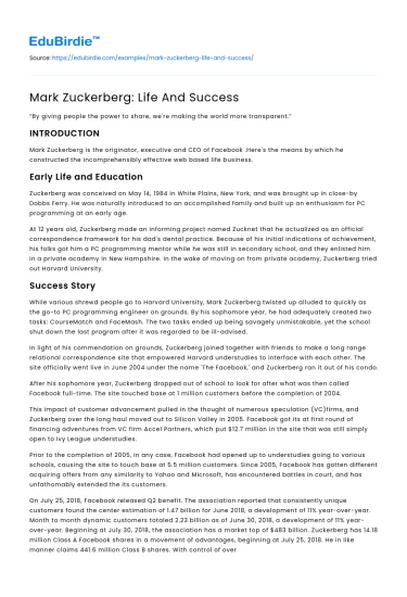 Mark Zuckerberg: Life And Success