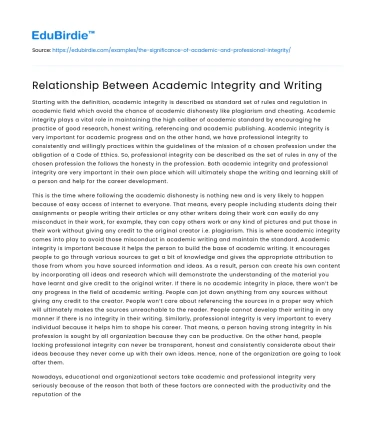 Relationship Between Academic Integrity and Writing