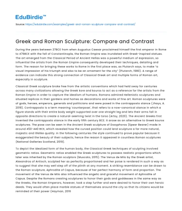 Greek and Roman Sculpture: Compare and Contrast