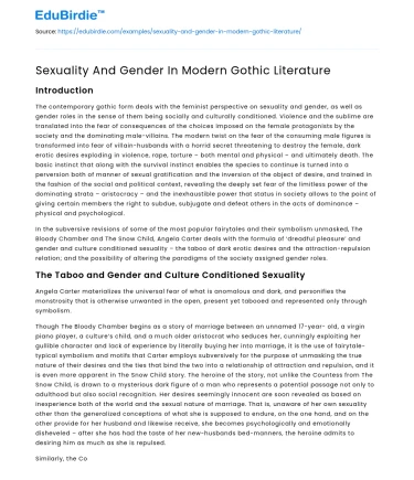 Sexuality And Gender In Modern Gothic Literature