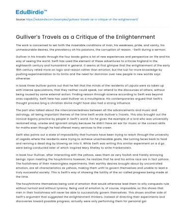 Gulliver’s Travels as a Critique of the Enlightenment