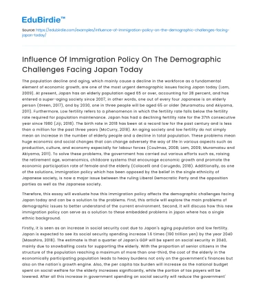Impact of Immigration Policy on Japan’s Demographic Challenges