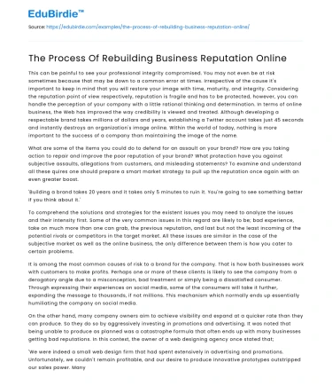 The Process Of Rebuilding Business Reputation Online