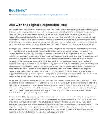 Job with the Highest Depression Rate