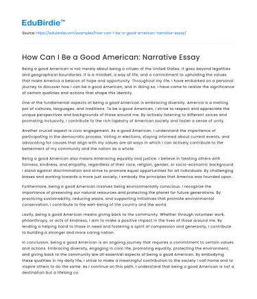 How Can I Be a Good American: Narrative Essay