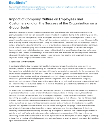 Impact of Company Culture on Employees, Customers, and Global Success