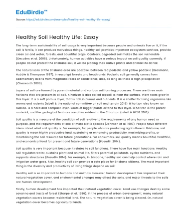 Healthy Soil Healthy Life: Essay