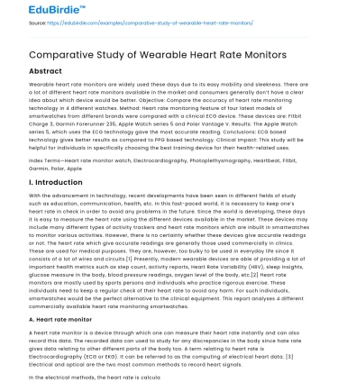Comparative Study of Wearable Heart Rate Monitors