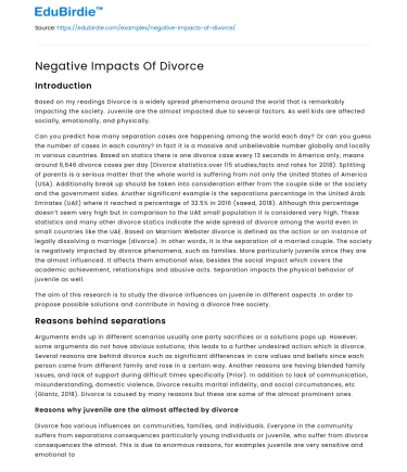 Negative Impacts Of Divorce