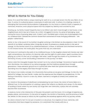 What Is Home to You Essay
