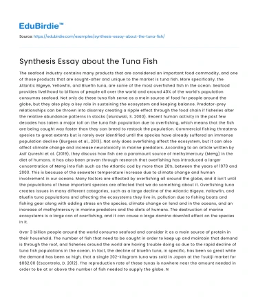 Synthesis Essay about the Tuna Fish