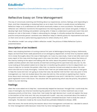 Reflective Essay on Time Management
