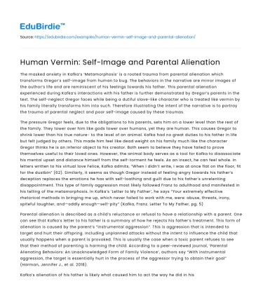 Human Vermin: Self-Image and Parental Alienation