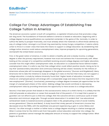 Advantages of Free College Tuition in America