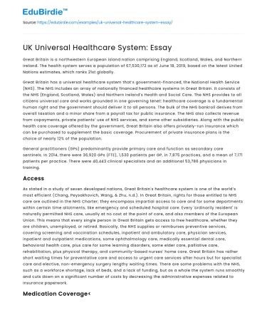 UK Universal Healthcare System: Essay