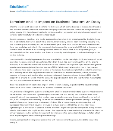 Terrorism and Its Impact on Business Tourism: An Essay