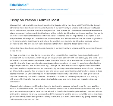 Essay on Person I Admire Most