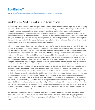 Buddhism And Its Beliefs In Education