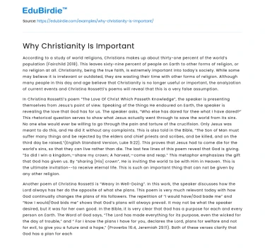 Why Christianity Is Important