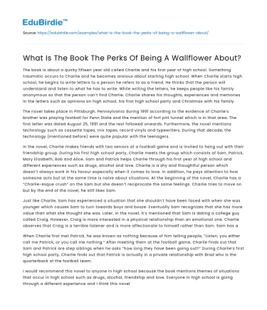 What Is The Book The Perks Of Being A Wallflower About?