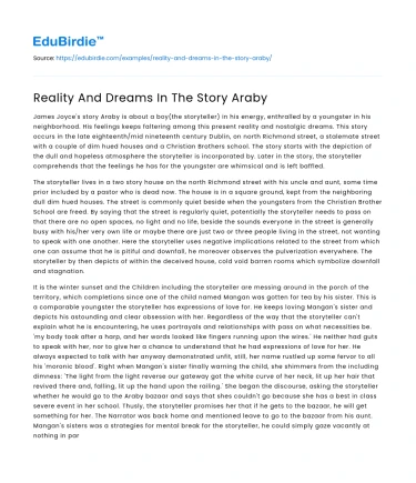 Reality And Dreams In The Story Araby