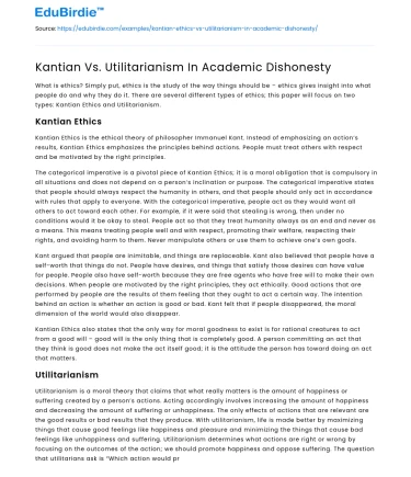 Kantian Vs. Utilitarianism In Academic Dishonesty
