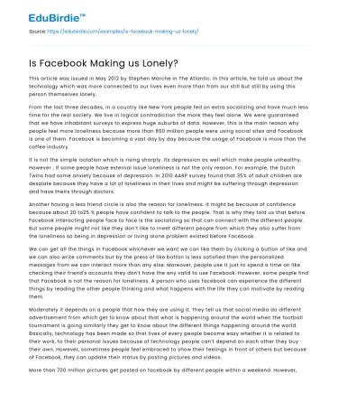 Is Facebook Contributing to Societal Isolation?
