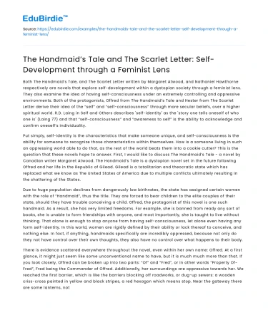 Feminist Self-Development in The Handmaid’s Tale & The Scarlet Letter