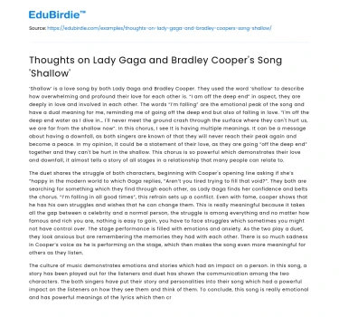 Thoughts on Lady Gaga and Bradley Cooper’s Song ‘Shallow’