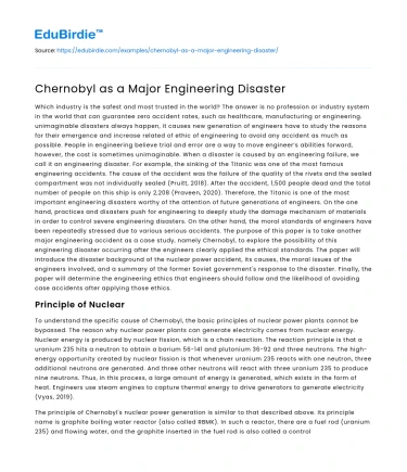 Chernobyl as a Major Engineering Disaster