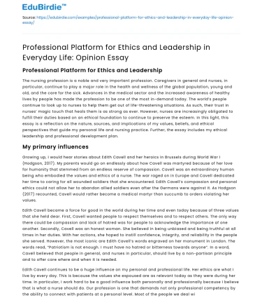 Ethics and Leadership in Everyday Life