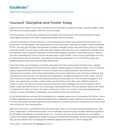 Foucault ‘Discipline and Punish’ Essay