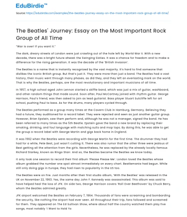 The Beatles’ Journey on the Most Important Rock Group of All Time