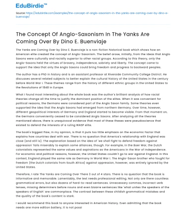 Anglo-Saxonism in The Yanks Are Coming by Dino E Buenviaje