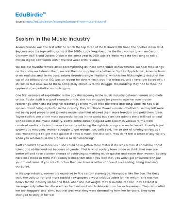 Sexism in the Music Industry