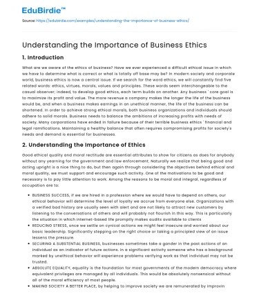 Understanding the Importance of Business Ethics