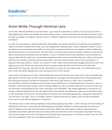 Snow White Through Feminist Lens
